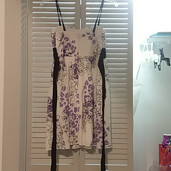 Black purple and white floral dress - Picture 2 of 5